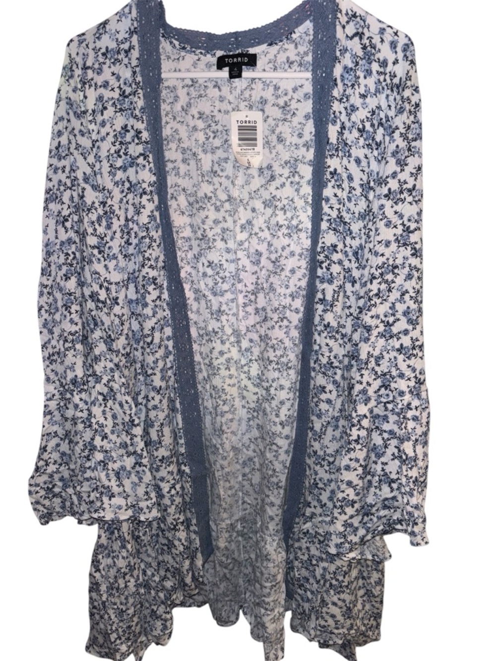 Torrid Blue Floral Open-Front Kimono
